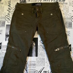 Guess olive green zipper cargo pants low rise straight leg y2k vintage skater